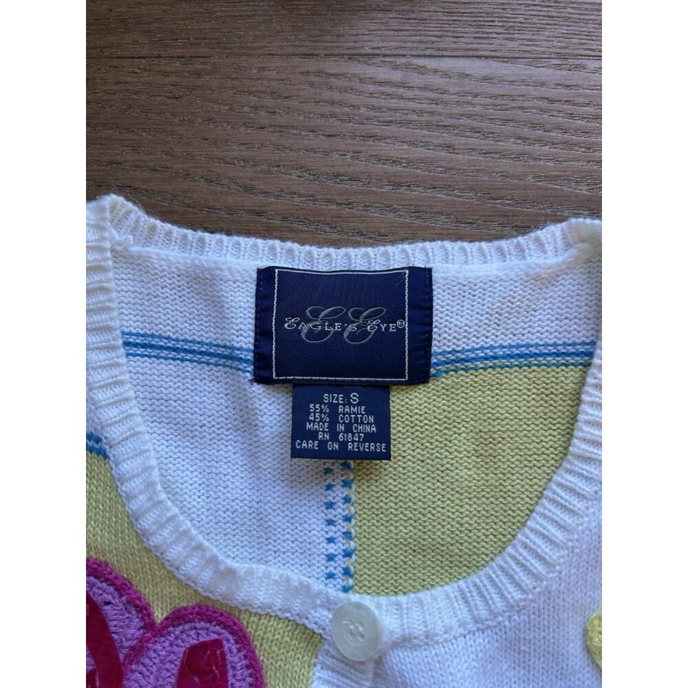 Vintage 90s Rainbow Patchwork Beach Cardigan Swea… - image 3